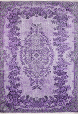 The Artisan Tapestry - Washable Rug - JR176 is a rectangular, ornate purple rug with a symmetrical floral and scroll pattern, decorative border, and varying hues of purple—ideal for high-traffic areas.