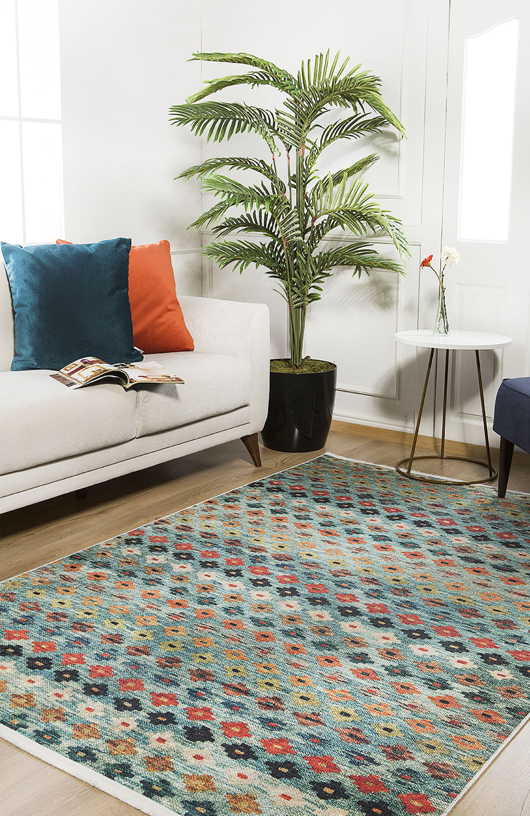 Aztec Ambience Ethnic Multicolor Washable Rug | JUSTRUG