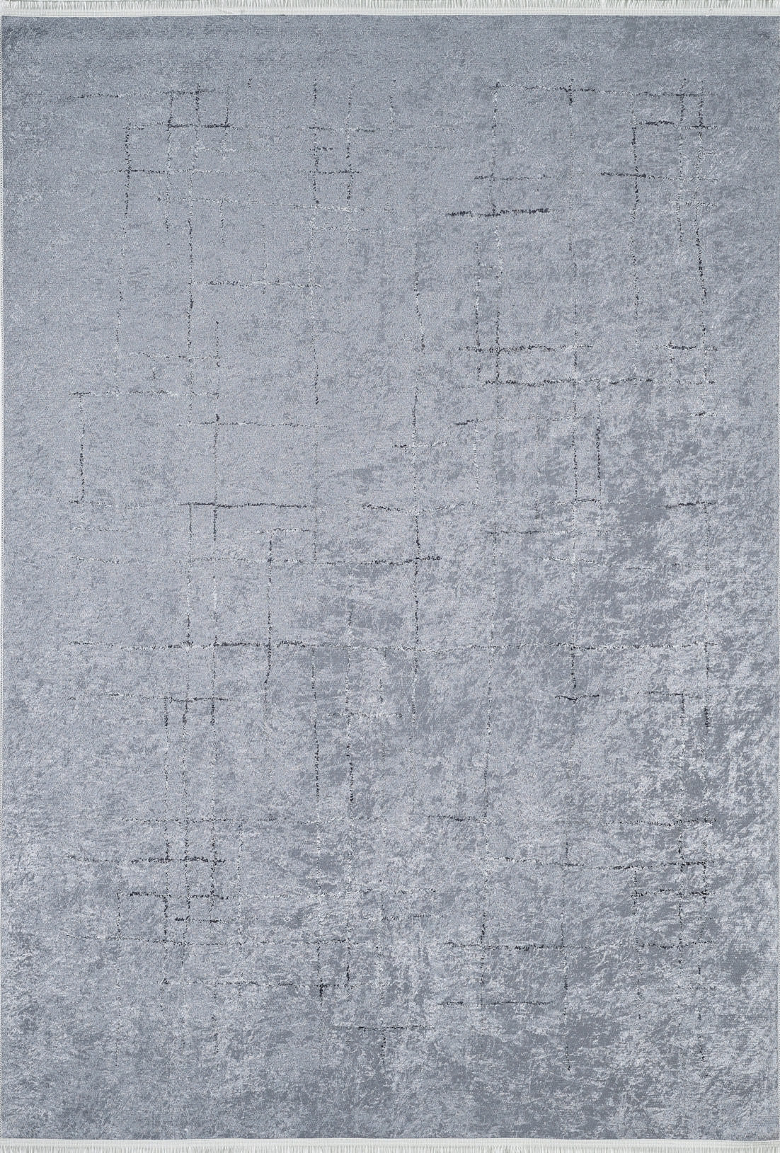 The Bohemian Driftwood - Washable Rug (JR1951) features a light grey textured design with a subtle geometric grid of dark grey lines—an ideal, easy-care area rug for high-traffic spaces.
