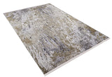 The Contemporary Canvas - Washable Rug - JR145 is a rectangular rug with an abstract, distressed pattern in muted gray, beige, and cream—ideal for high-traffic spaces and easy to clean.