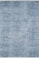 The Contemporary Serenity - Machine-Washable Rug JR1884 is a rectangular blue rug with a textured, abstract pattern in blue and light gray. Soft, tranquil, and featuring finished edges with a subtle border—ideal for high-traffic areas.
