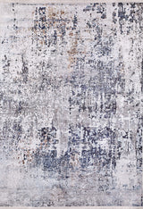 The Creative Currents - Washable Rug - JR835 features a modern flat weave with a distressed pattern in gray, blue, and beige. Durable for high-traffic spaces, its design has scattered patches and speckles for a stylish, weathered look.