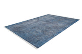The Elegant Vine - Washable Rug - JR1847 is a rectangular blue flat weave rug with a subtle mottled texture and white fringes on the short edges, shown on a white background.