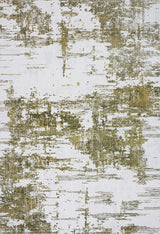 Abstract image with an irregular pattern of greenish-yellow and gray brush strokes on white, creating a distressed effect—reminiscent of the Geometric Geometry - Washable Rug - JR1290 and its layered texture.