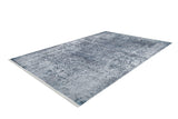 The Imperial Lace - Washable Rug - JR1607 is a rectangular blue rug with a gray distressed pattern, short white fringe on the ends, and a modern textured look—perfect for high-traffic areas. Shown on a white background.
