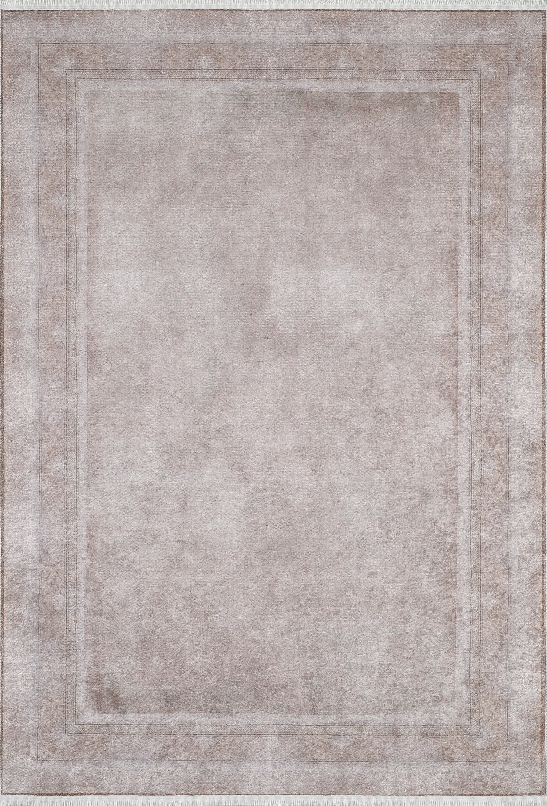The Luxe Borderline - Washable Rug - JR1741 is a rectangular, light beige rug featuring a double-line border and subtle textured look. Its soft hue with darker edges makes it perfect for high-traffic areas and easy to clean.