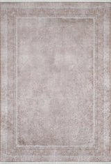 The Luxe Borderline - Washable Rug - JR1741 is a rectangular, light beige rug featuring a double-line border and subtle textured look. Its soft hue with darker edges makes it perfect for high-traffic areas and easy to clean.