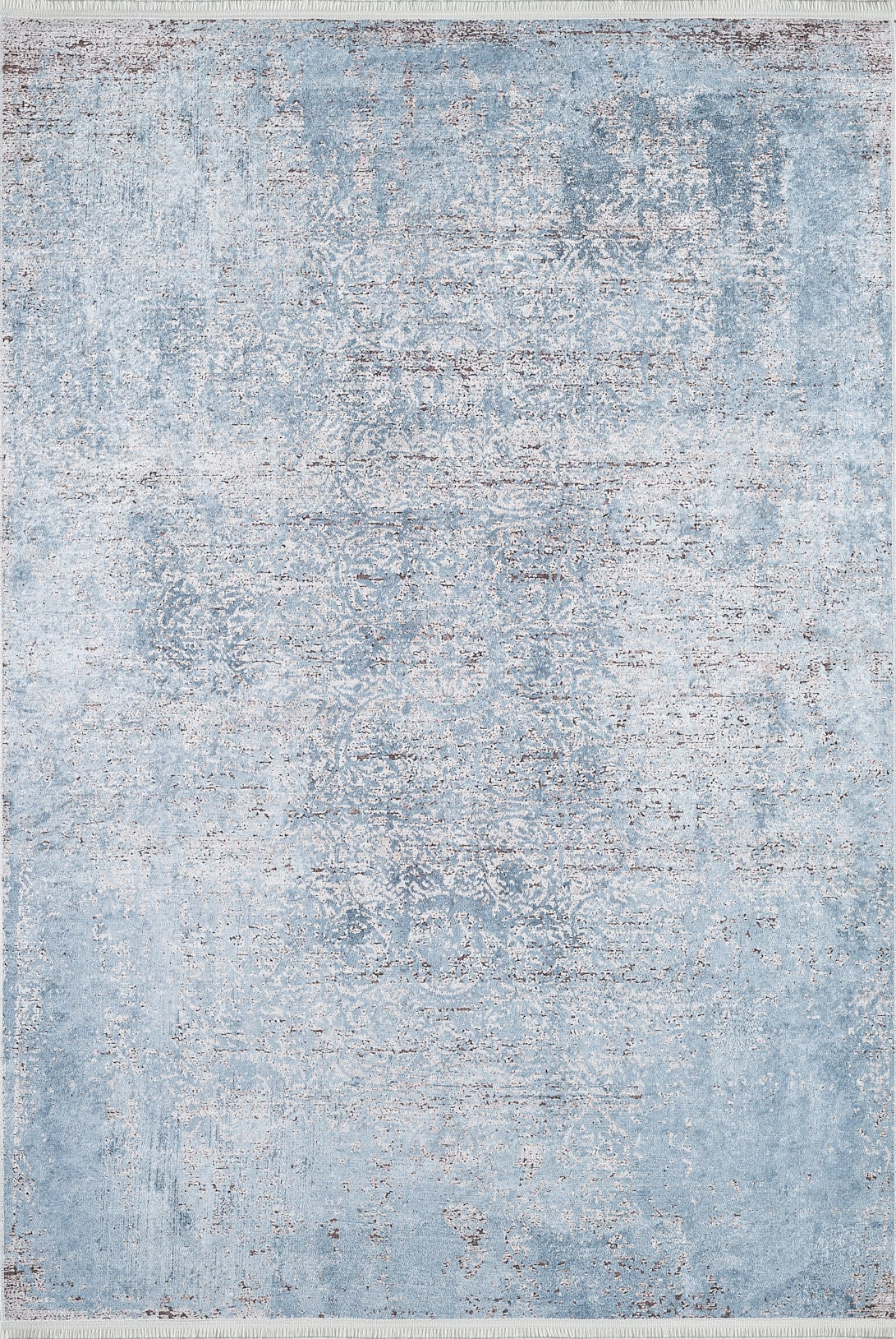 The Old World Charm - Washable Rug - JR1606 is a large blue rug with a faded light blue, white, beige, and grey vintage pattern—perfect for adding style to high-traffic areas and easy to clean for everyday practicality.