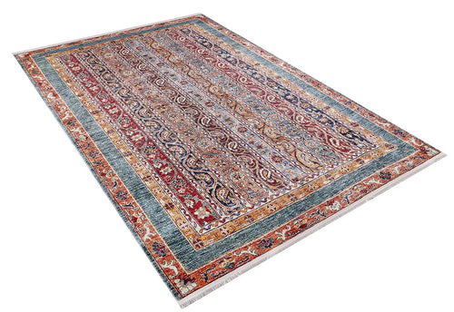 Load image 1 in gallery view. Old-World Elegance - Washable Rug - JR38 (Outlet) US: A Persian-style multicolor rug with red, blue, green, and beige patterns, detailed designs, and ornamental borders—ideal for high-traffic areas. Shown flat on a white background.