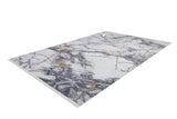 The Opulent Veins - Machine-Washable Rug JR1593 features a rectangular gray-anthracite design with marble-like grey and white patterns, accented by thin gold lines. Ideal for high-traffic areas, it's shown on a white background.