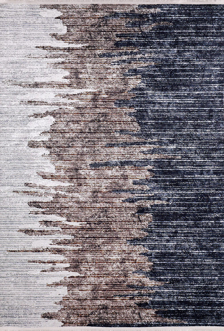 The Pixelated Paradise - Machine-Washable Rug JR902 features an abstract, gradient design from light beige to dark gray and black with jagged color blending—perfect for allergy-sensitive homes.