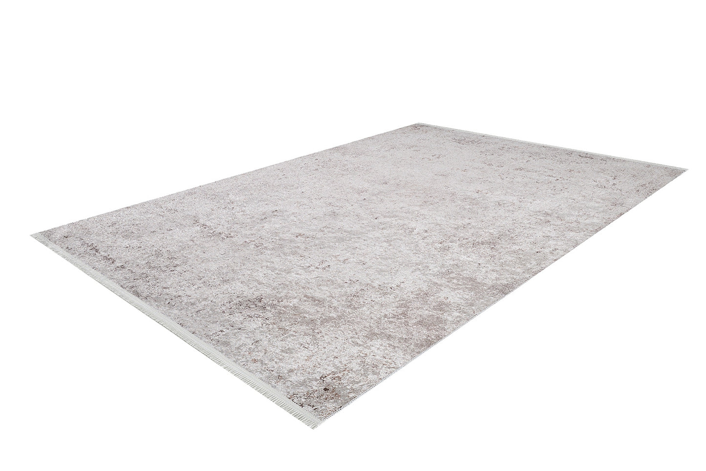 The Rustic Trails - Washable Rug - JR1736 is a large, rectangular rug with a subtle textured light grey and beige pattern, shown on a white background. Its slightly fringed edges make it perfect for high-traffic areas.