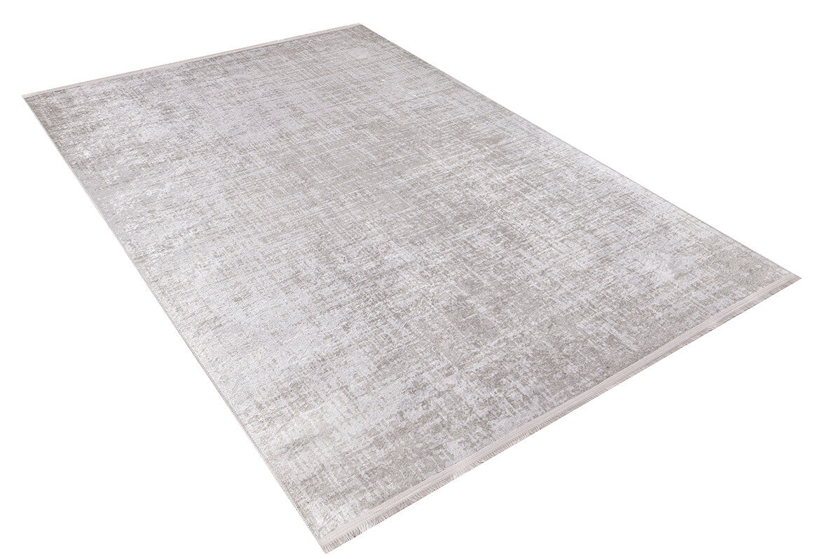The Sea Spray - Washable Rug - JR847, a large rectangular flat weave in light gray, cream, and beige with a subtle textured pattern, is displayed on a white background.