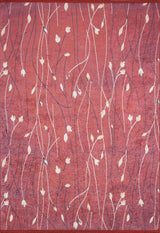 The Secret Garden - Washable Rug - JR1656 features a red background with thin, wavy lines and scattered cream and yellow leaves. Its washable design offers a flowing, organic look ideal for high-traffic areas.