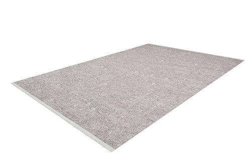 Load image 1 in gallery view. The Slate Charm - Washable Rug (JR1740) is a rectangular, light grey area rug featuring a subtle textured pattern and short white fringe on the shorter sides, ideal for high-traffic areas and shown on a white background.