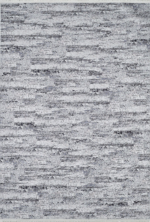 Load image 1 in gallery view. The Stone Path - Washable Rug - JR1772 is a rectangular, gray-anthracite rug with a textured abstract pattern in shades of gray and white and a subtle horizontal stripe—ideal for high-traffic areas.