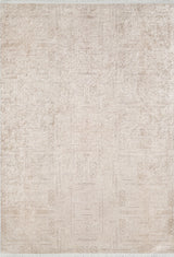 The Sunset Fade - Washable Rug - JR1878 is a large, rectangular cream and beige rug with a subtle geometric, tribal-inspired pattern of faint lines and diamonds, a soft texture, light fringe, and is perfect for high-traffic areas.