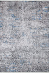The Timeless Embellishment - Washable Rug (JR1943) is a large, washable rug with a textured, distressed gray pattern accented by subtle blue and faint ornamental motifs throughout.