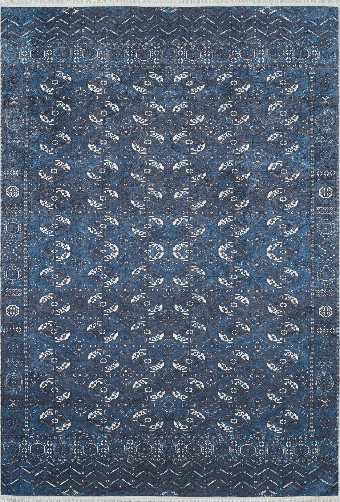 Tribal Trail Ethnic Blue Washable Rug | JUSTRUG