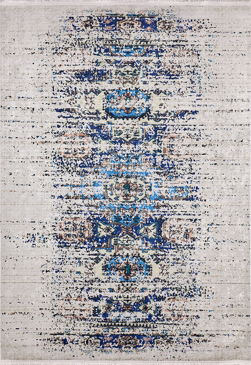 A close-up of the Worn-Out Abstract - Washable Rug - JR339, ideal for high-traffic areas.