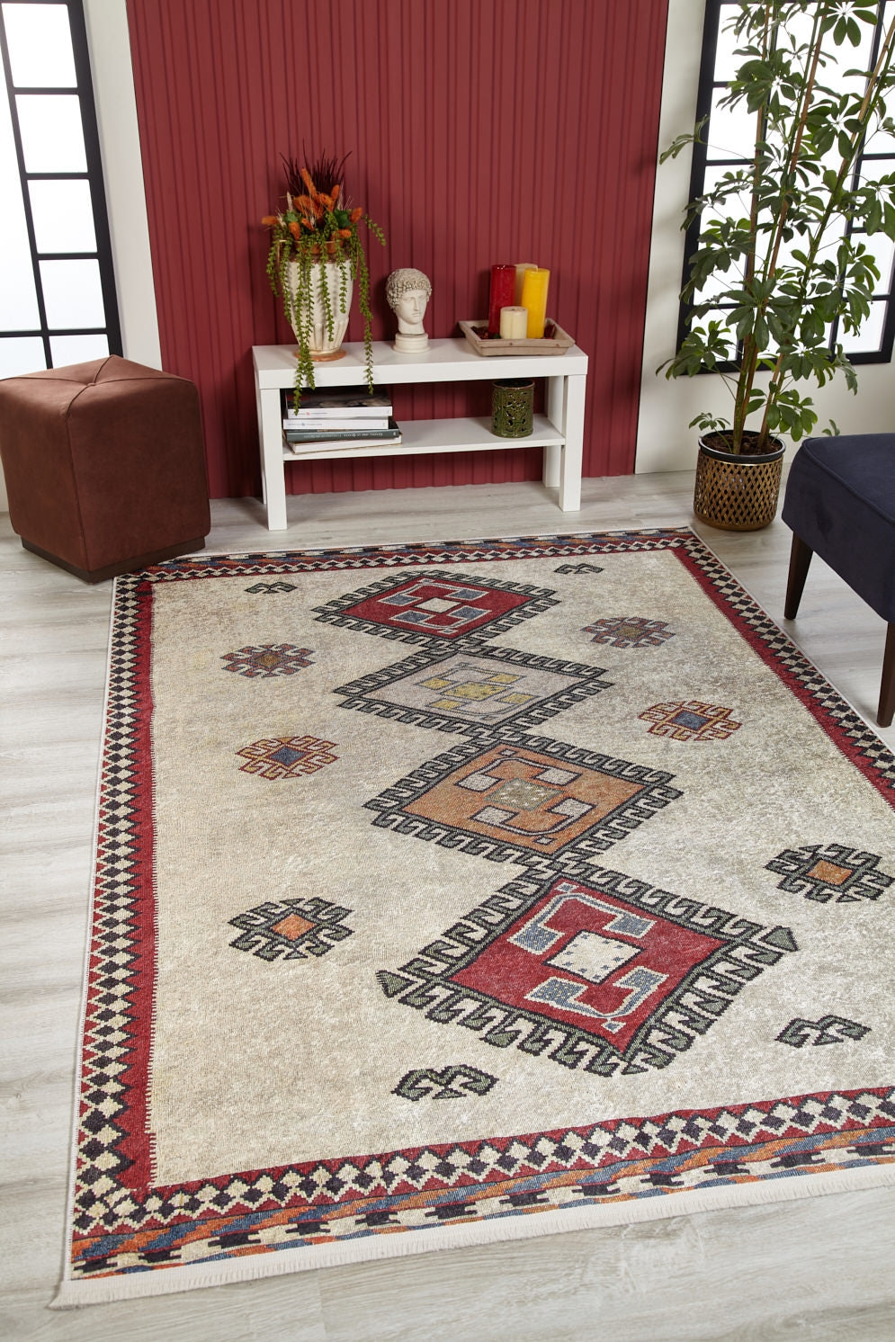 machine-washable-area-rug-Tribal-Ethnic-Collection-Gray-Anthracite-JR1565