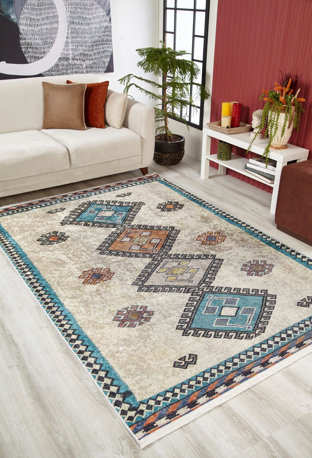 machine-washable-area-rug-Tribal-Ethnic-Collection-Blue-JR1566