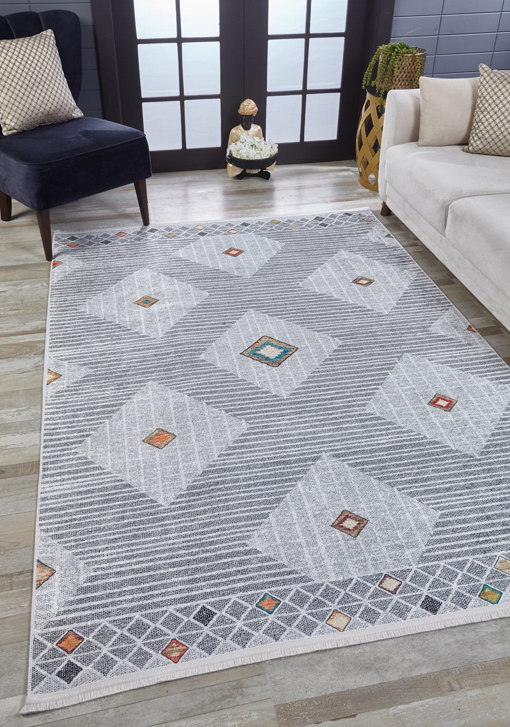 machine-washable-area-rug-Bohemian-Collection-Gray-Anthracite-JR1645