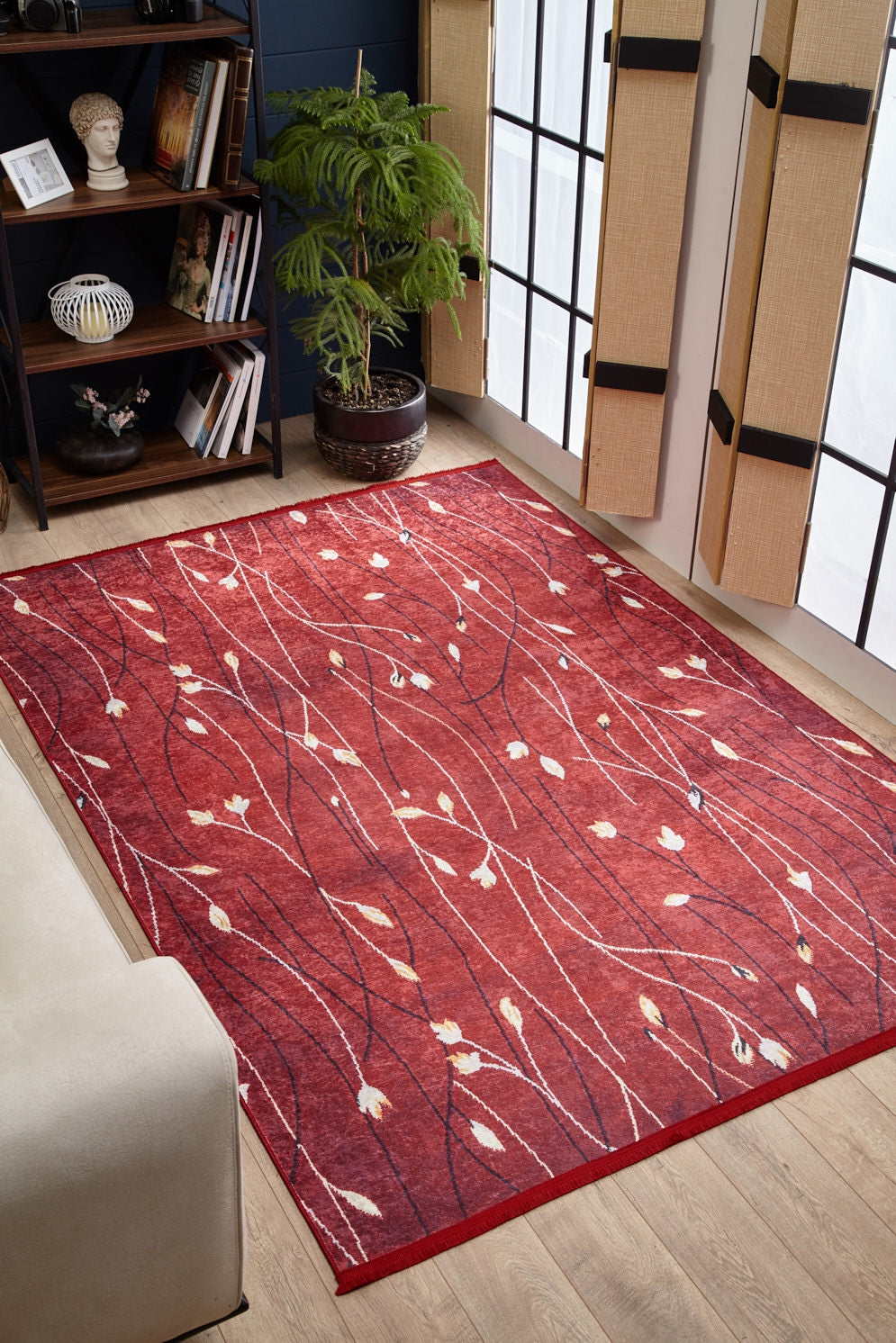 machine-washable-area-rug-Floral-Collection-Red-JR1656