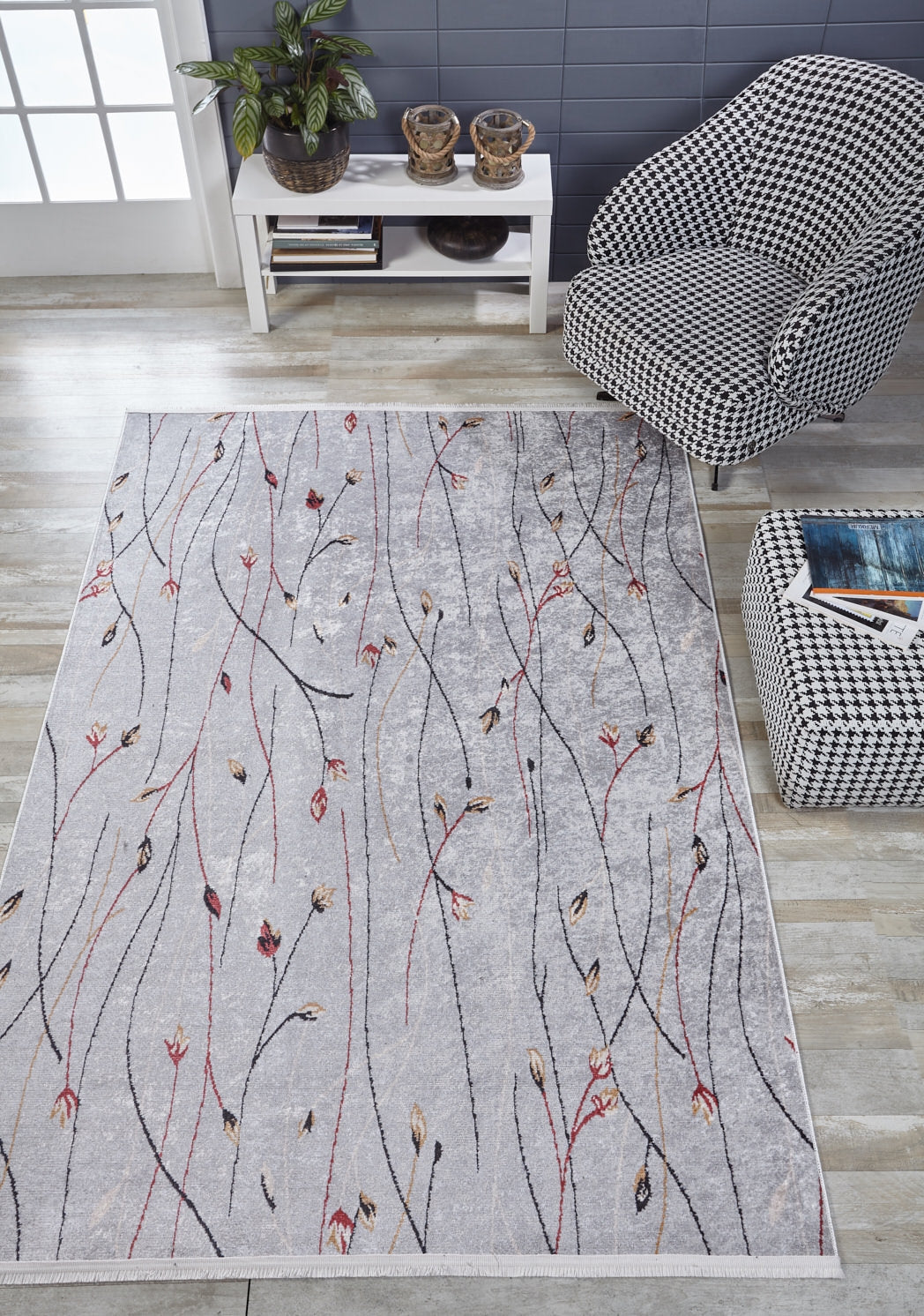 machine-washable-area-rug-Floral-Collection-Gray-Anthracite-JR1657