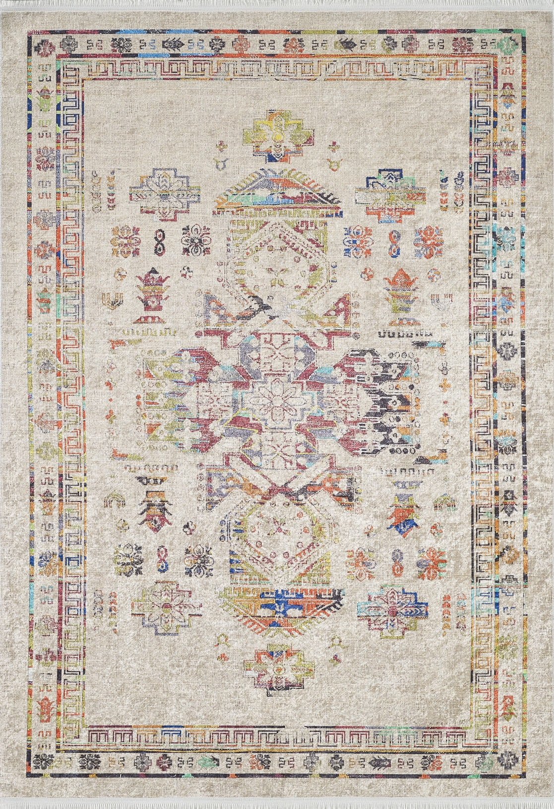 machine-washable-area-rug-Medallion-Tribal-Ethnic-Collection-Cream-Beige-JR1894