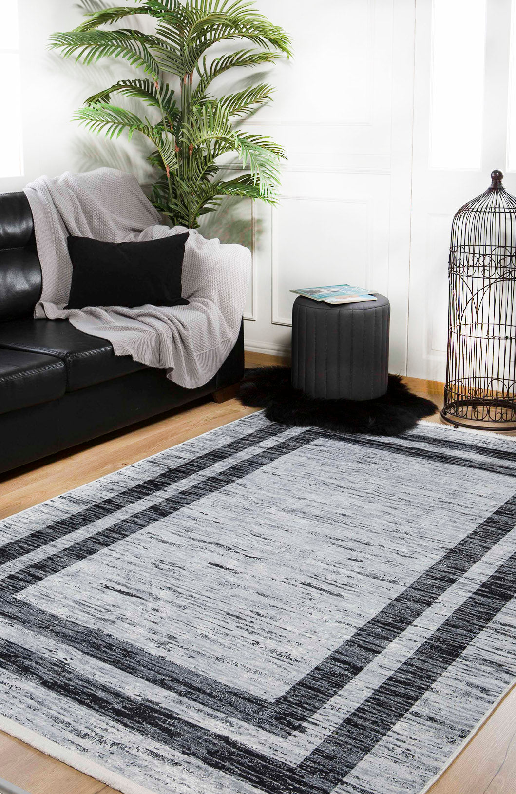 machine-washable-area-rug-Bordered-Modern-Collection-Gray-Anthracite-JR1069