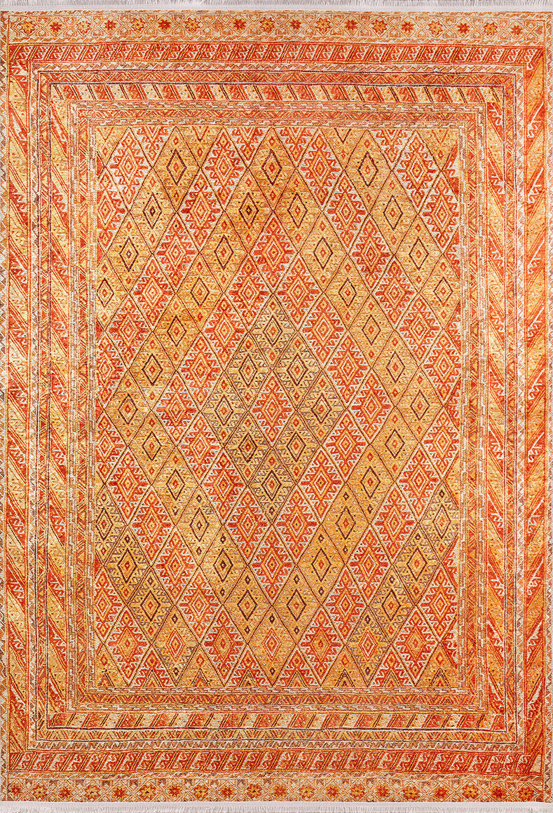 machine-washable-area-rug-Traditional-Collection-Orange-JR45