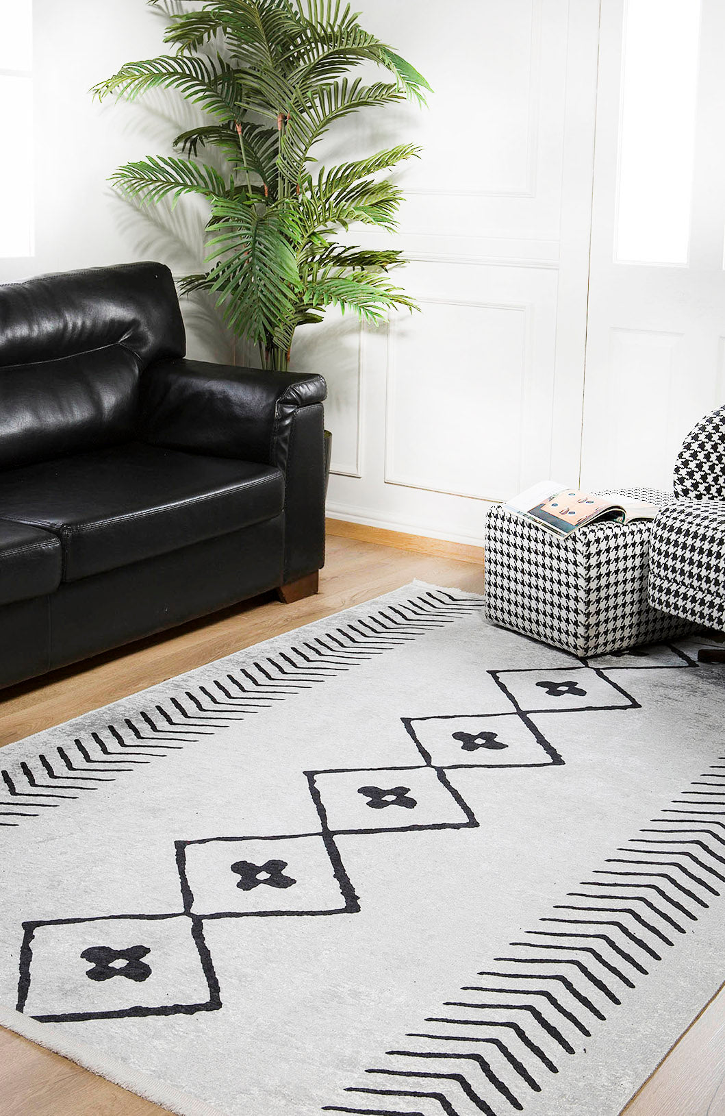 machine-washable-area-rug-Bohemian-Collection-Gray-Anthracite-JR1192