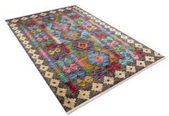 machine-washable-area-rug-Tribal-Ethnic-Collection-Multicolor-Pink-JR1260