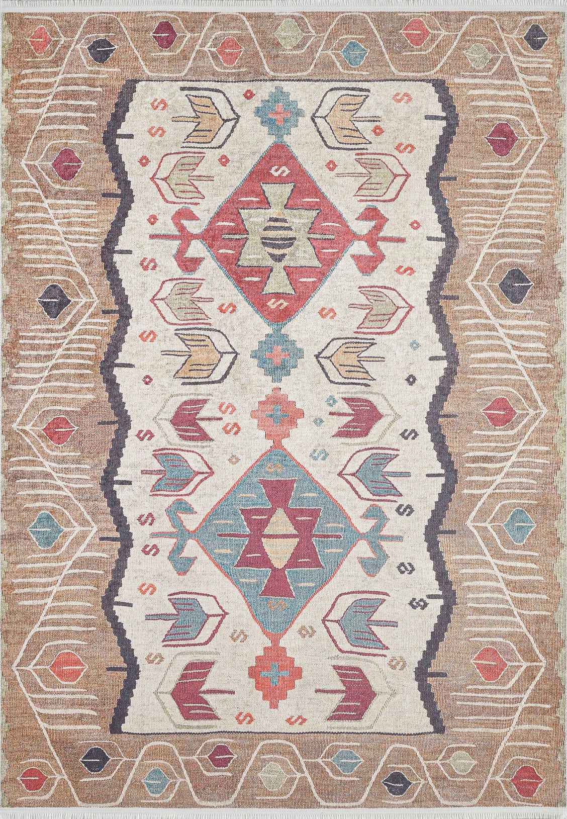 machine-washable-area-rug-Tribal-Ethnic-Collection-Cream-Beige-JR1724