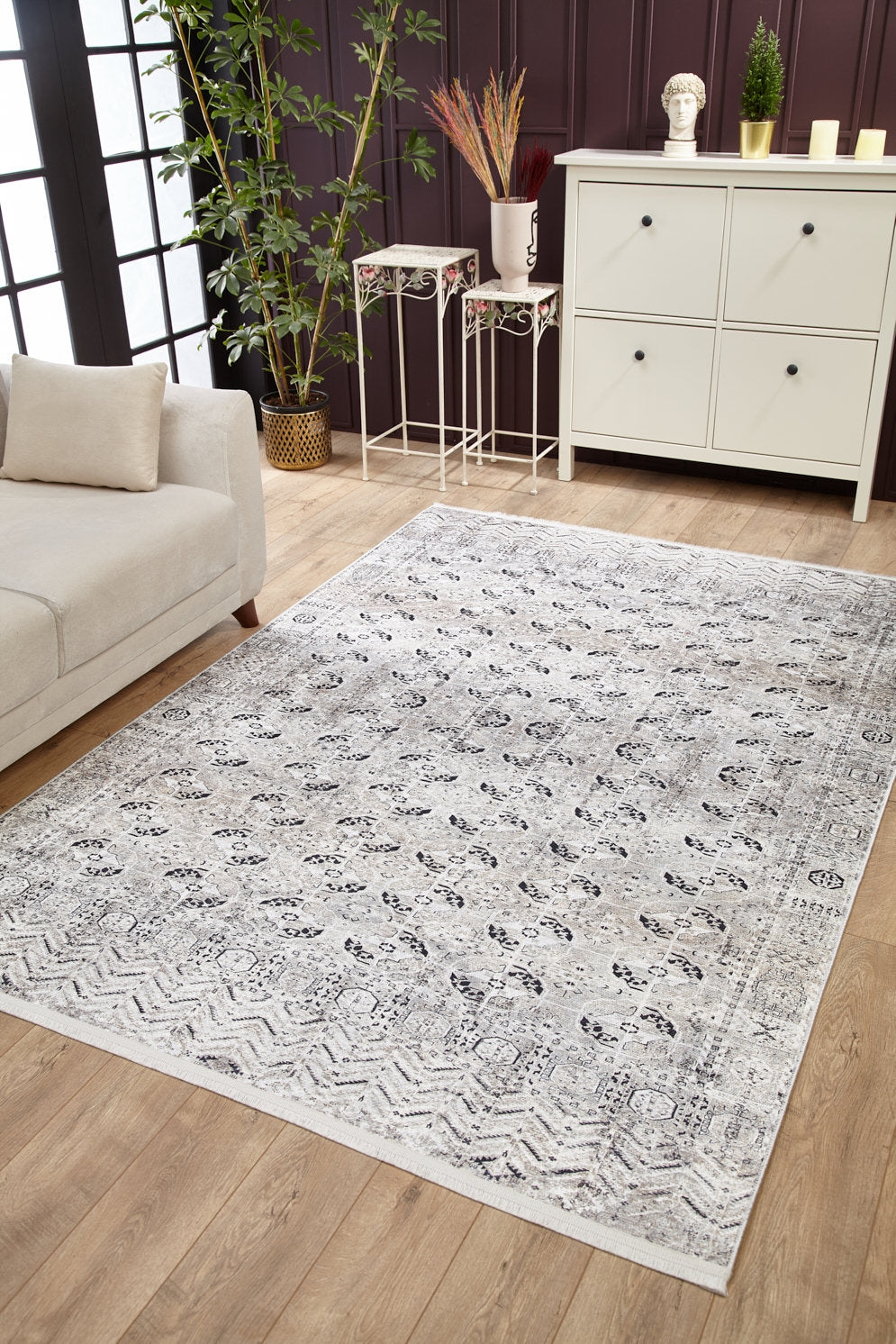 machine-washable-area-rug-Tribal-Ethnic-Collection-Gray-Anthracite-JR1941