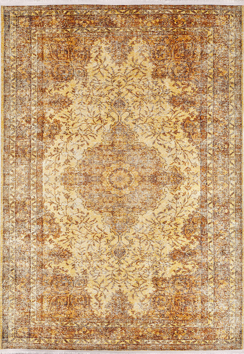 machine-washable-area-rug-Medallion-Vintage-Collection-Yellow-Gold-JR206