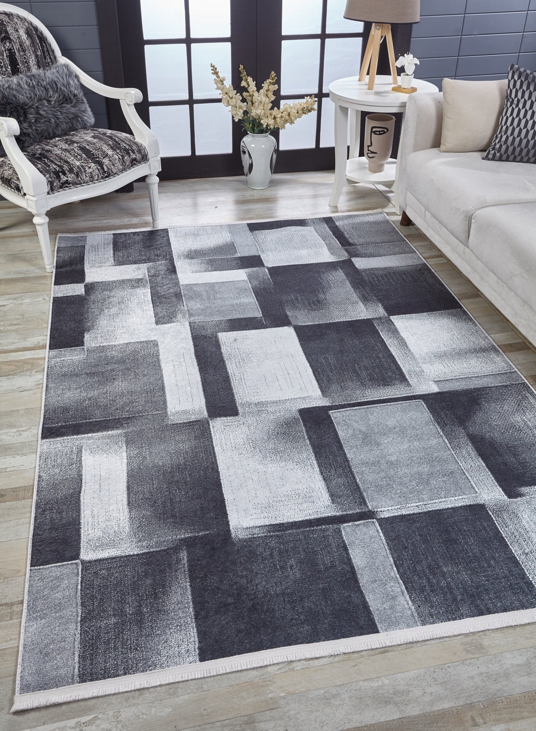 machine-washable-area-rug-Plaid-Modern-Collection-Gray-Anthracite-JR1577