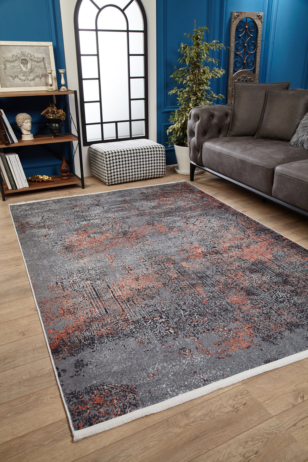 machine-washable-area-rug-Damask-Modern-Collection-Bronze-Brown-Gray-Anthracite-JR1842