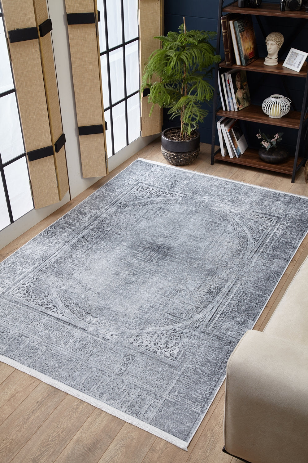 machine-washable-area-rug-Medallion-Collection-Gray-Anthracite-JR1923