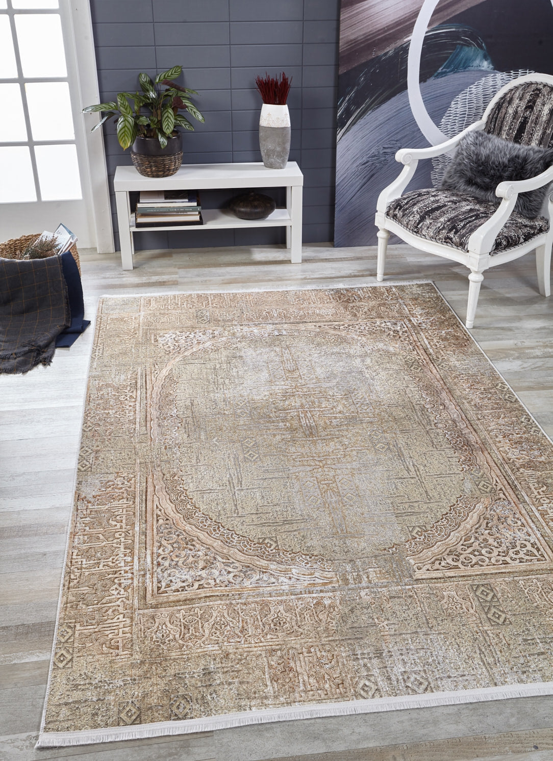 machine-washable-area-rug-Medallion-Collection-Yellow-Gold-JR1925
