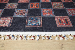 machine-washable-area-rug-Braided-Tassel-Collection-Black-Red-JR5022