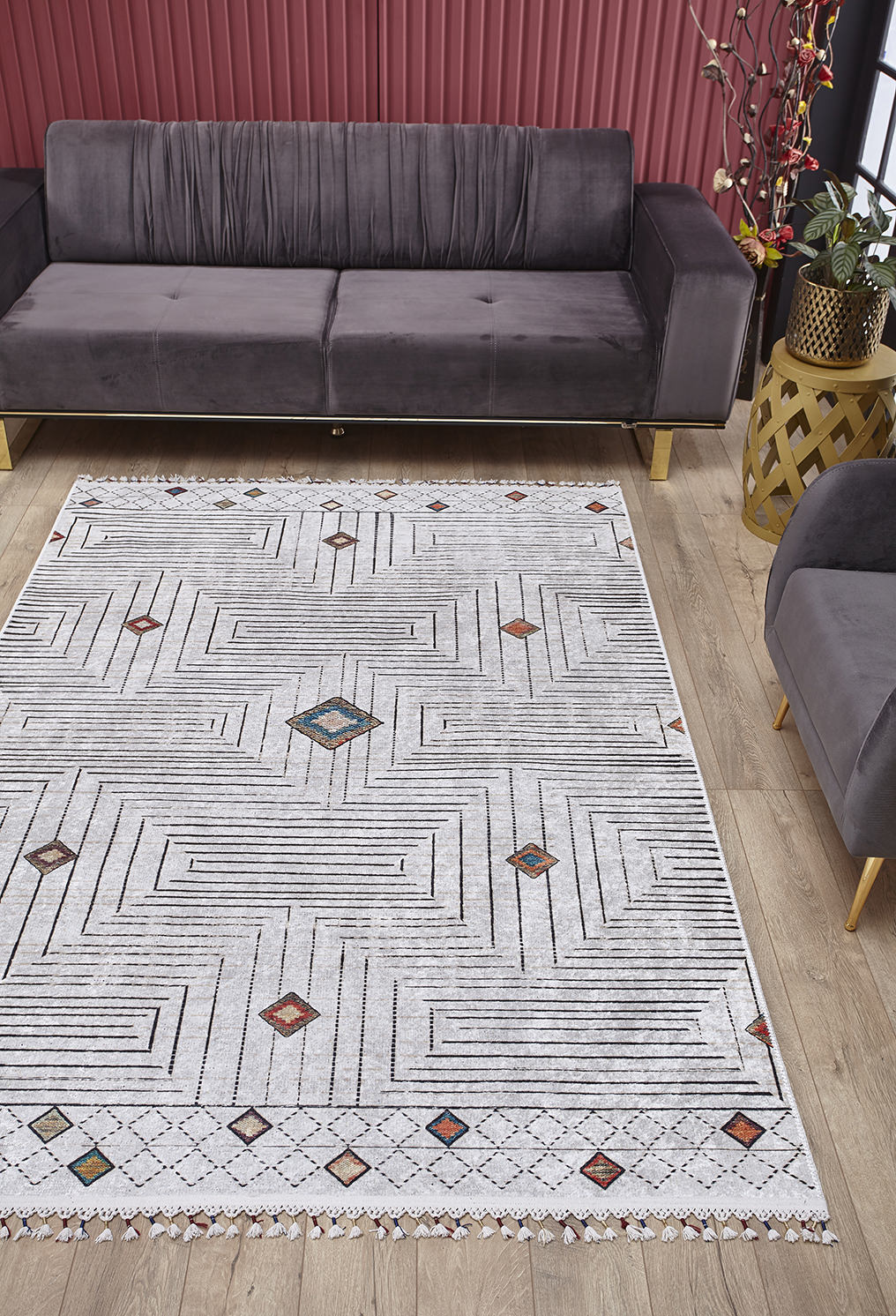 machine-washable-area-rug-Braided-Tassel-Collection-Gray-Anthracite-JR5038