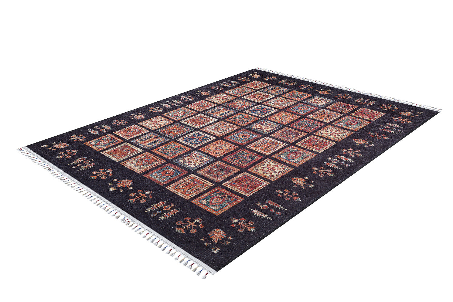 machine-washable-area-rug-Braided-Tassel-Collection-Red-Black-JR5063