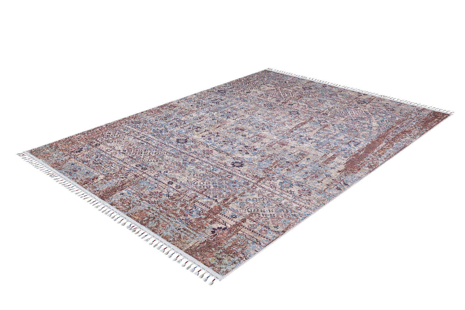 machine-washable-area-rug-Braided-Tassel-Collection-Bronze-Brown-Blue-JR5073