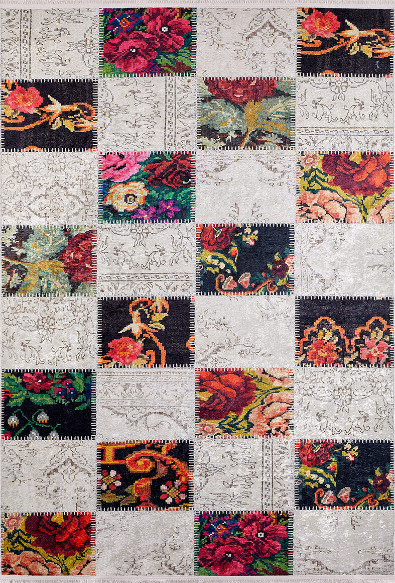 machine-washable-area-rug-Floral-Patchwork-Collection-Multicolor-JR188