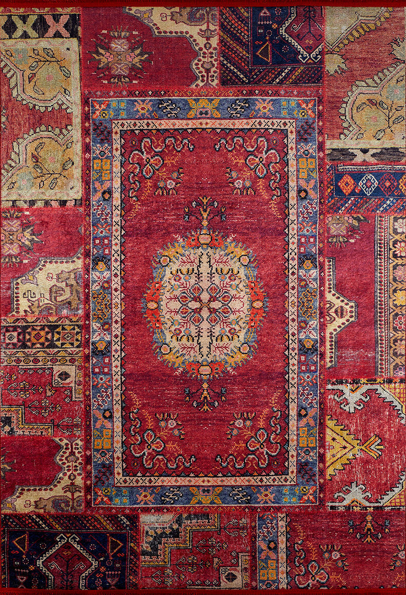 machine-washable-area-rug-Patchwork-Collection-Red-JR313