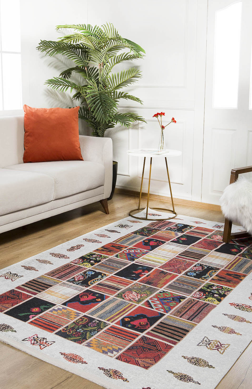 machine-washable-area-rug-Plaid-Patchwork-Modern-Collection-Multicolor-Red-JR830