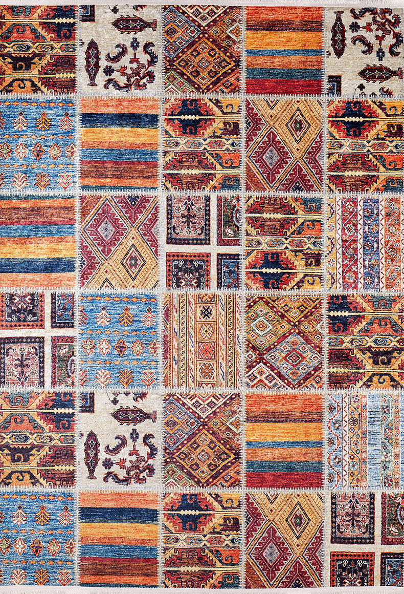 machine-washable-area-rug-Plaid-Patchwork-Modern-Collection-Multicolor-JR864