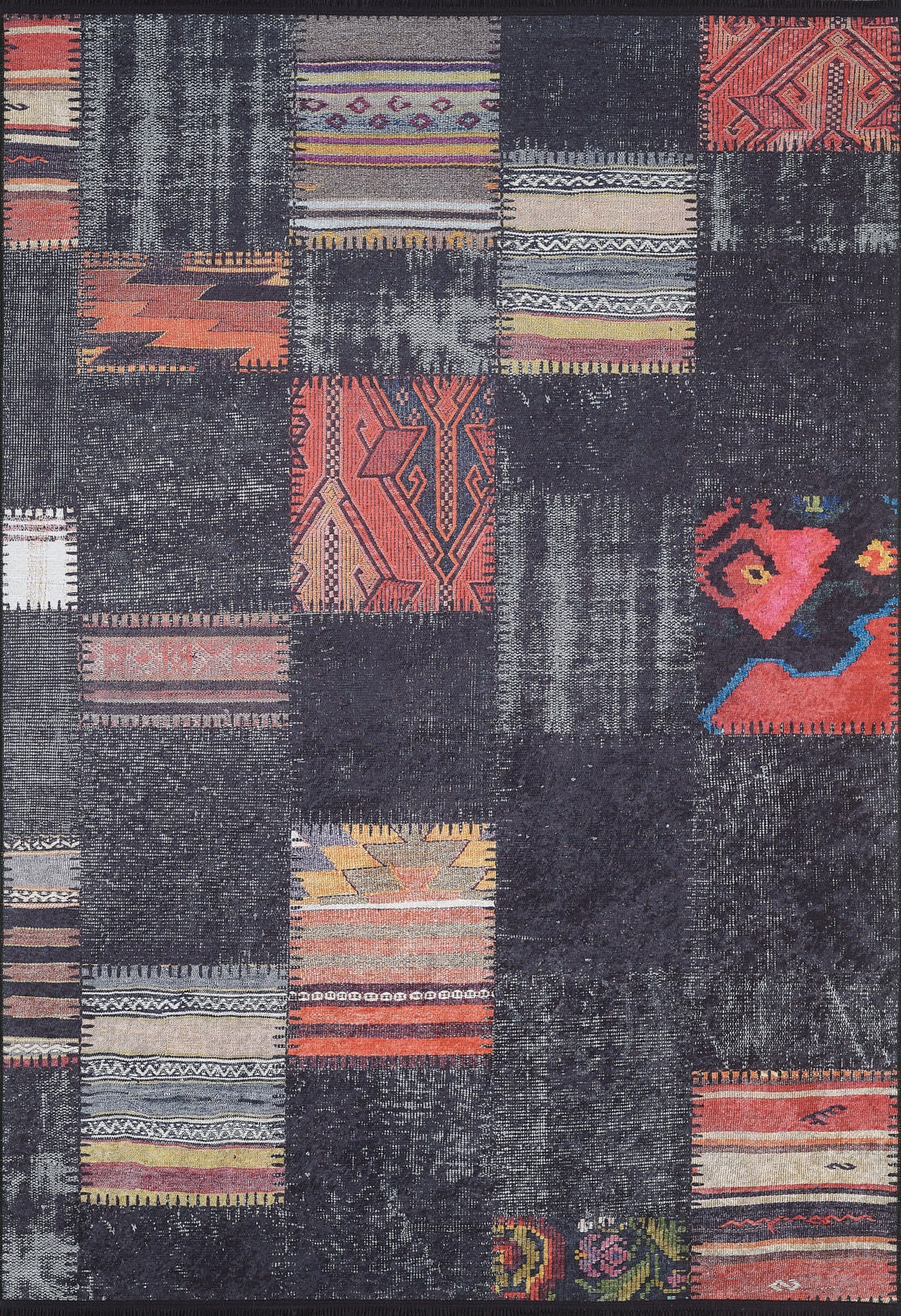 machine-washable-area-rug-Patchwork-Collection-Black-JR1956